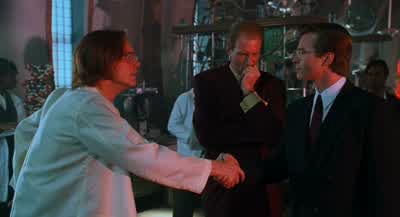 Ohhh Bruce WayneNo that's my name And you areNygma Edward Edward NygmaYou hired me personally Just like I tell everyoneWe've never actually met but your name was on the hiring slipI have it I'm gonna need that hand back EdOh Yes of course I'm sorryIt's - Batman Forever