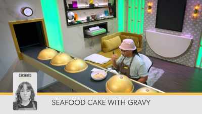 Mm. They tried using the rice to bread it. - Secret Chef