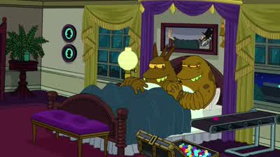 Mmm. That's crisp. Yes, but no more so than your squamous dorsal plates in the moonlight. Ooh... I a - Futurama