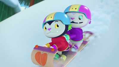 Mo and Bo are sledding! Whee! - Abby Hatcher