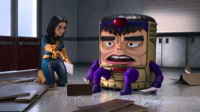 -[Monica grunts]
-Did it again. Bring in another one. - Marvel's M.O.D.O.K.