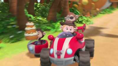 [monkeys yelling and cheering] - Top Wing
