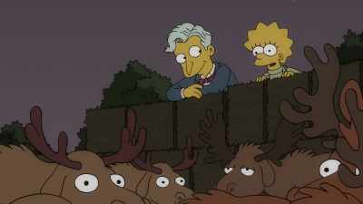 Monty, we did it.
We've created a mini moose sanctuary. - The Simpsons: The Past and the Furious