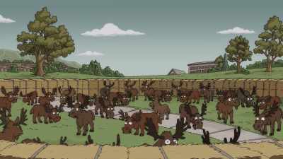 [moose bellowing] - The Simpsons: The Past and the Furious