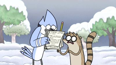 Mordecai, hurry! Write something! - Regular Show