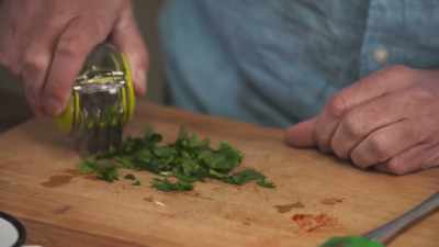 More than enough time to chop
the coriander as a garnish. - James May: Oh Cook!