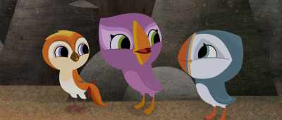 Mossy, Phoenix, Shrew Crew.
You look after the Little Egg. - Puffin Rock and the New Friends