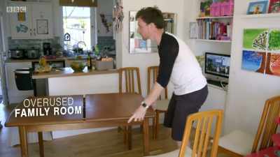 Moving the table out when we're
playing a game or when we're eating, - Your Home Made Perfect