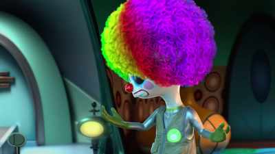 - Mow!
- [amused chuckling] - Alien TV