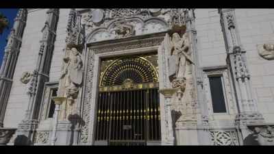 Mr. Hearst's guests would enter through the front door here - The History of Home Narrated by Nick Offerman