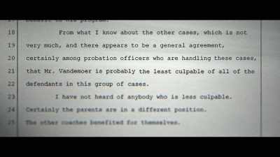 Mr. Vandemoer
is probably the least culpable - Operation Varsity Blues: The College Admissions Scandal