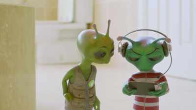 [muffled babbling] - Alien TV