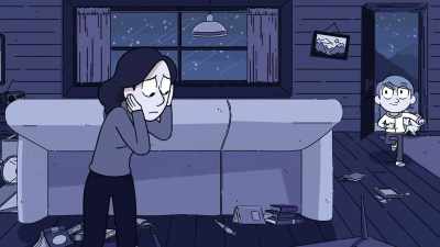 -Mum, they're--
-[glass crunches] - Hilda