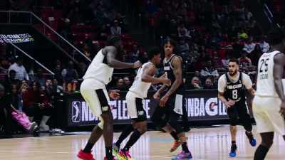 - [music continues]
- [buzzer] - Destination NBA: A G League Odyssey