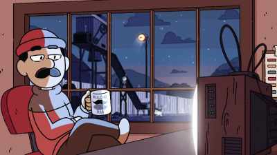 [music playing on TV] - Hilda