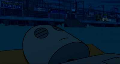 [Music stops, seagulls caw] - Robot Dreams