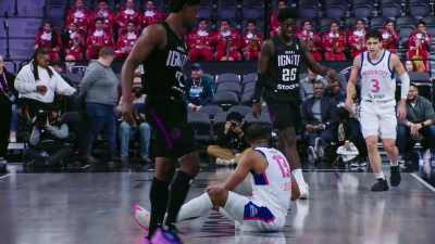 - [music swells]
- [bodies thudding] - Destination NBA: A G League Odyssey