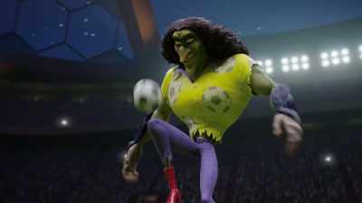 Mutant Weird Al,
showing off his talent, or rather, - The Soccer Football Movie