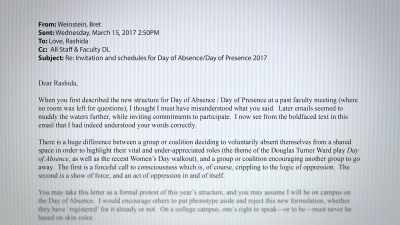 My email went to the staff
and faculty email list. - No Safe Spaces