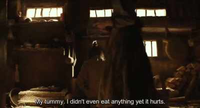 My tummy. I didn't even eat
anything yet it hurts. - Monstrum