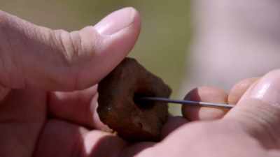NARRATOR:  A metal nut,
possibly dating back - The Curse of Civil War Gold