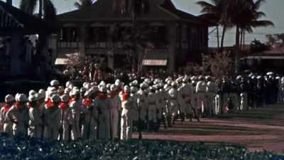 NARRATOR: A small
military base protects - The Pacific War in Color