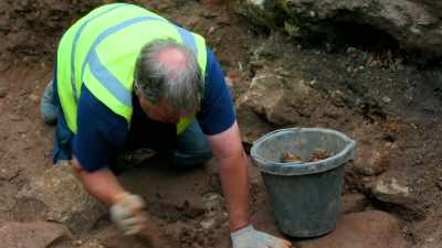 NARRATOR: After painstakingly
removing the top soil, - Lost Treasures of Rome