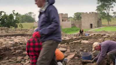NARRATOR: Andrew and his team
continue to strip away the rubble, - Lost Treasures of Rome