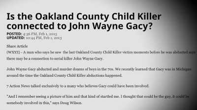 Narrator: AT ONE POINT,
SERIAL KILLER JOHN WAYNE GACY - Children of the Snow