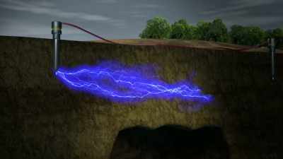 NARRATOR:
Electrical resistivity
tomography‐‐ or ERT‐‐ - Beyond Oak Island