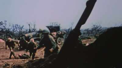 NARRATOR: Here, a
medical evacuation - The Pacific War in Color