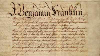 Narrator: In his will, Franklin
left most of his wealth - Benjamin Franklin