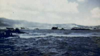 Narrator: INSTEAD OF QUICKLY
SLICING THEIR WAY INLAND, - The Pacific War in Color