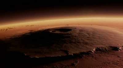 NARRATOR: Just over the horizon
a feature so enormous - Mars: One Day on the Red Planet