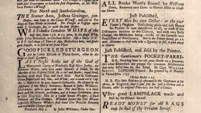 Narrator: Local merchants
advertised their goods - Benjamin Franklin
