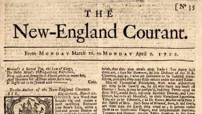 Narrator: On April 2, 1722,
an essay appeared - Benjamin Franklin