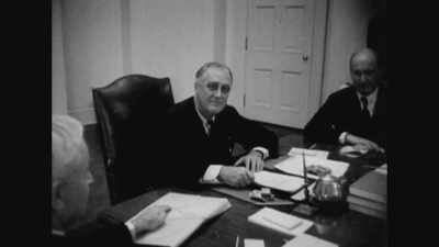[narrator]
 Roosevelt, a Democrat, - World War II: Race to Victory