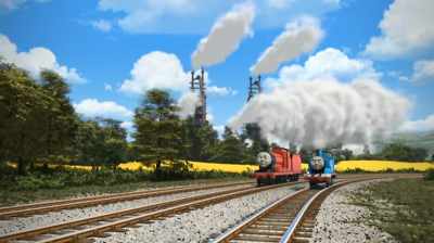 [narrator] So Thomas and James 
headed back to Sodor together. - Thomas & Friends: Journey Beyond Sodor