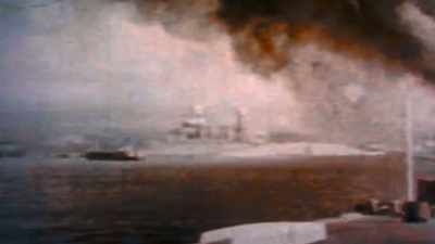 NARRATOR: Surprised sailors fire - The Pacific War in Color