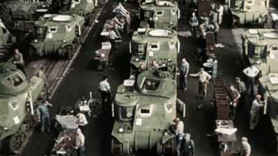 Narrator: THE BOOM
IN MILITARY SPENDING - America in Color