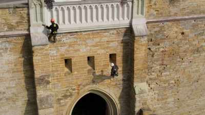 NARRATOR: The climbers methodically
work their way down the walls, - Europe From Above