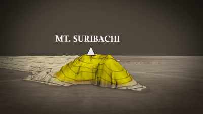 NARRATOR: The flag already
flying on Mount Suribachi - The Pacific War in Color