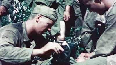 Narrator: WITH ONLY
ONE UNIFORM, THEY MAKE DO. - The Pacific War in Color