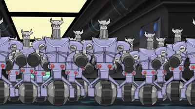 Naught that lives, or makes scary,
mechanical, buzzy noises, - The Super Hero Squad Show