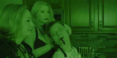 (neck cracking)
(bright music) - Night of the Dead Sorority Babes