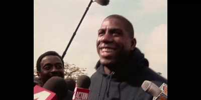 [newscaster 1] This morning, Johnson ended
the speculation about his return. - They Call Me Magic