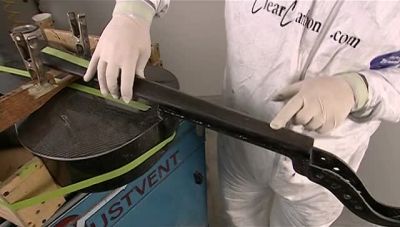 NEXT, THEY GLUE
THE LAMINATED CARBON FINGERBOARD - How It's Made