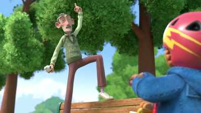 No, no, Bear! Look up! Up!
A pterosaur is a flying dinosaur! - The Adventures of Paddington