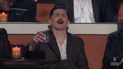 No noises, all faces and mustaches. - The Roast of Tom Brady
