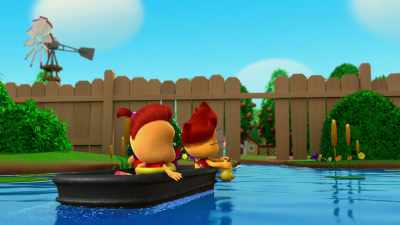 No way your boat could
possibly float-- [gasps] - The Chicken Squad